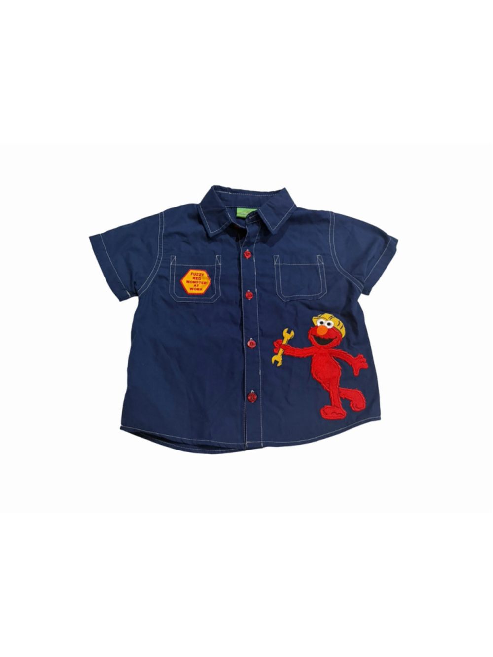 Vintage Y2K Sesame Street Elmo Mechanic Work Shirt Kids 3T